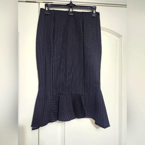 Express High Waisted Pinstripe Peplum Pencil Skirt - Picture 7 of 7
